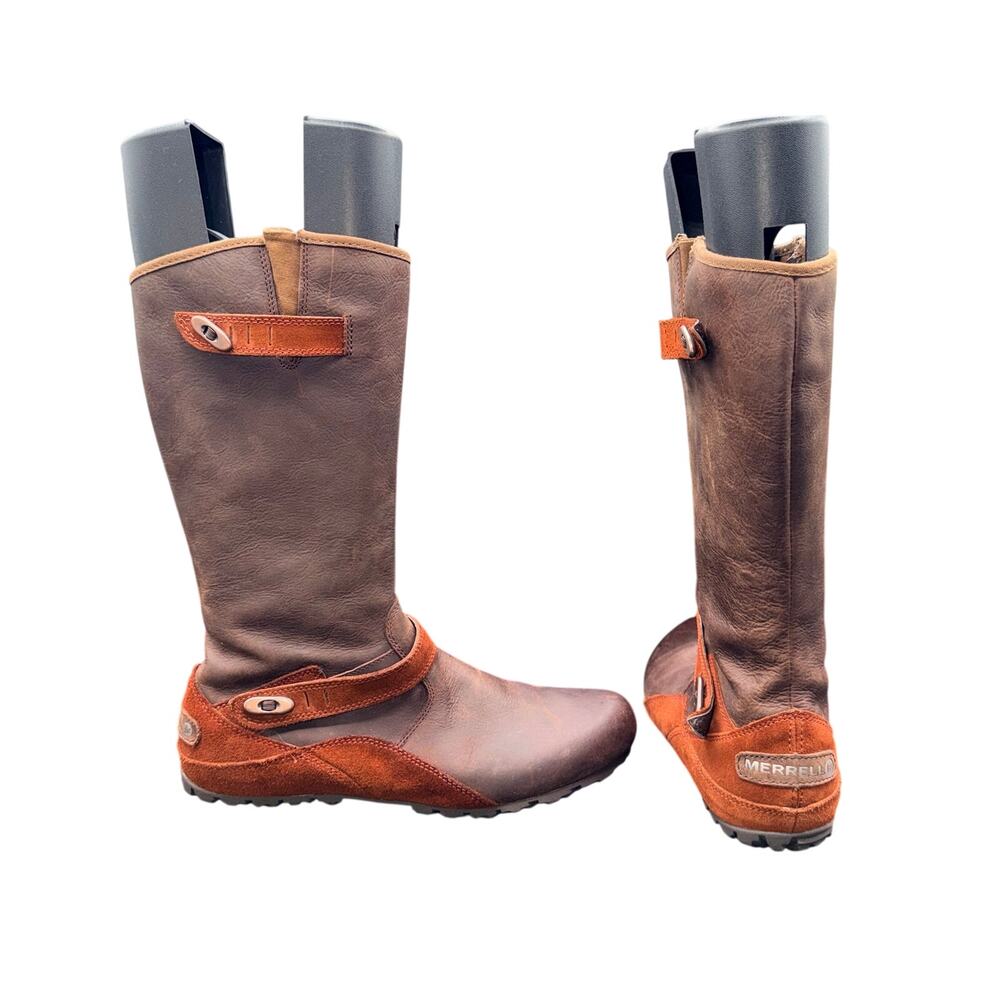 Merrell Cinnamon Tall Leather Boots Brown Side Zip Women’s US 8.5 EU 39